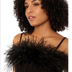 NWT Likley Desi Midi Bodycon Dress w/ Feather Trim Formal Gown